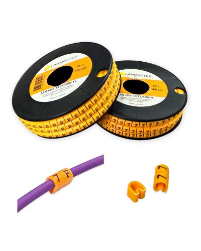 Клипса маркировочная на кабель диаметром 3.6–7.4 мм, символ -, 500 шт., желтая LANMASTER LAN-MCC-EC2-/500-YL в Кемерово Аксессуары для стоек и шкафов Pintop.ru