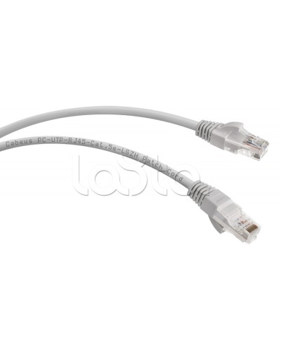 Патч-корд UTP, категория 5e, 5 м, LSZH, неэкранированный, серый Cabeus PC-UTP-RJ45-Cat.5e-5m-LSZH в Кемерово Патчкорды (медные) Pintop.ru