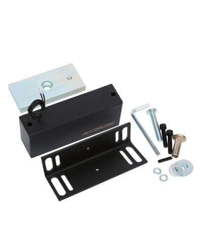 Электромагнитный влагозащищенный замок AccordTec ML-300П с уголком, цвет черный в Кемерово Электромагнитные замки Pintop.ru