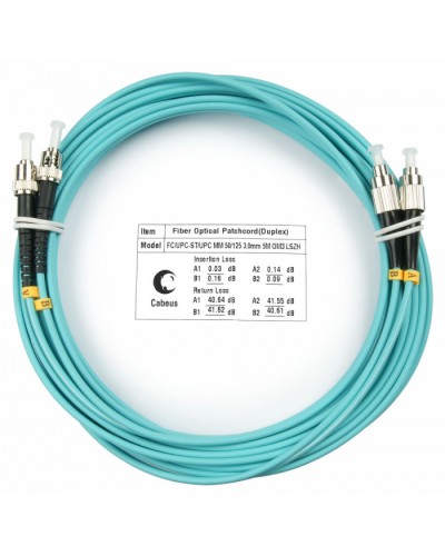 Шнур оптический duplex FC-ST 50/125 mm OM3 7м LSZH Cabeus FOP-50-FC-ST-7m в Кемерово Патч-корды и пигтейлы Pintop.ru