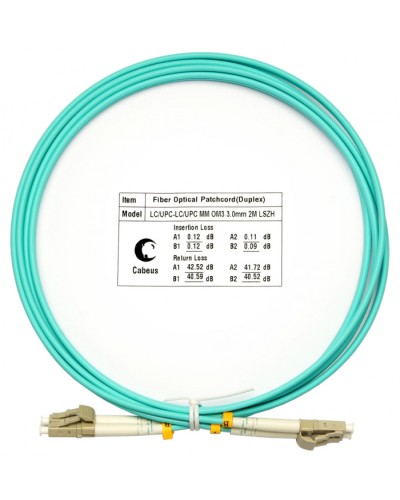 Шнур оптический duplex LC-LC 50/125 mm OM3 2м LSZH Cabeus FOP-50-LC-LC-2m в Кемерово Патч-корды и пигтейлы Pintop.ru