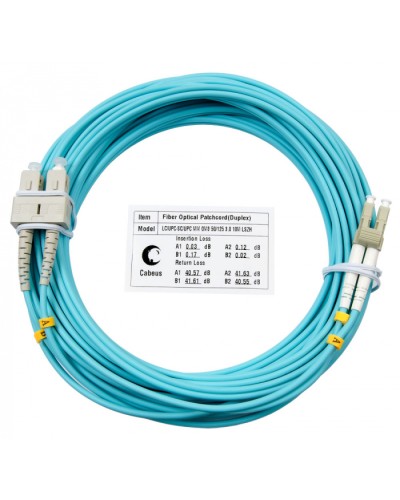 Шнур оптический duplex LC-SC 50/125 mm OM3 25м LSZH Cabeus FOP-50-LC-SC-25m в Кемерово Патч-корды и пигтейлы Pintop.ru