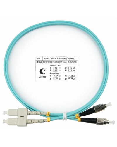 Шнур оптический duplex SC-FC 50/125 mm OM3 1м LSZH Cabeus FOP-50-SC-FC-1m в Кемерово Патч-корды и пигтейлы Pintop.ru