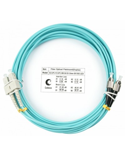 Шнур оптический duplex SC-FC 50/125 mm OM3 20м LSZH Cabeus FOP-50-SC-FC-20m в Кемерово Патч-корды и пигтейлы Pintop.ru