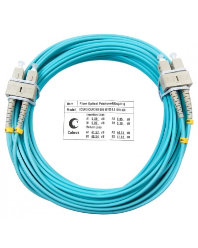 Шнур оптический duplex SC-SC 50/125 mm OM3 20м LSZH Cabeus FOP-50-SC-SC-20m в Кемерово Патч-корды и пигтейлы Pintop.ru