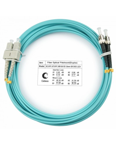 Шнур оптический duplex SC-ST 50/125 mm OM3 25м LSZH Cabeus FOP-50-SC-ST-25m в Кемерово Патч-корды и пигтейлы Pintop.ru