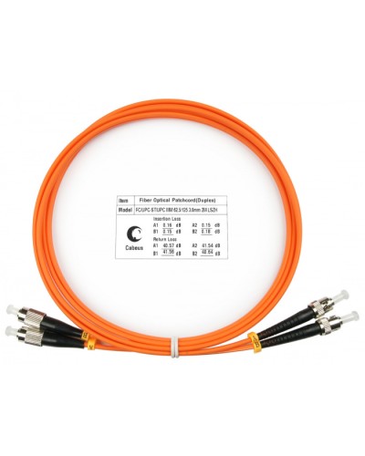 Шнур оптический duplex FC-ST 62,5/125 mm 2м LSZH Cabeus FOP-62-FC-ST-2m в Кемерово Патч-корды оптические Pintop.ru