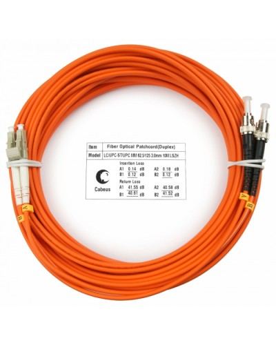 Шнур оптический duplex LC-ST 62,5/125 mm 20м LSZH Cabeus FOP-62-LC-ST-20m в Кемерово Патч-корды оптические Pintop.ru