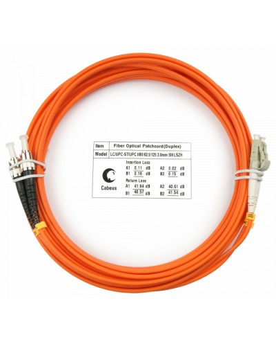 Шнур оптический duplex LC-ST 62,5/125 mm 5м LSZH Cabeus FOP-62-LC-ST-5m в Кемерово Патч-корды оптические Pintop.ru