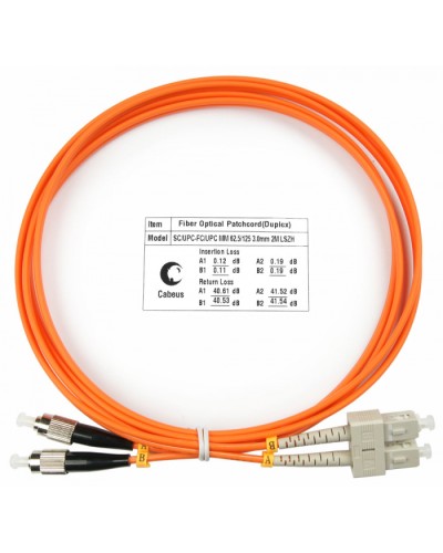 Шнур оптический duplex SC-FC 62,5/125 mm 1,5м LSZH Cabeus FOP-62-SC-FC-1,5m в Кемерово Патч-корды оптические Pintop.ru