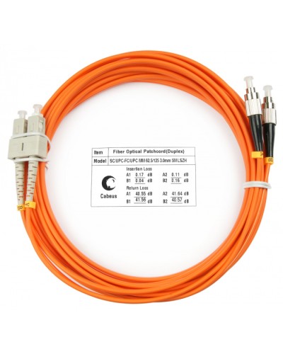 Шнур оптический duplex SC-FC 62,5/125 mm 25м LSZH Cabeus FOP-62-SC-FC-25m в Кемерово Патч-корды оптические Pintop.ru