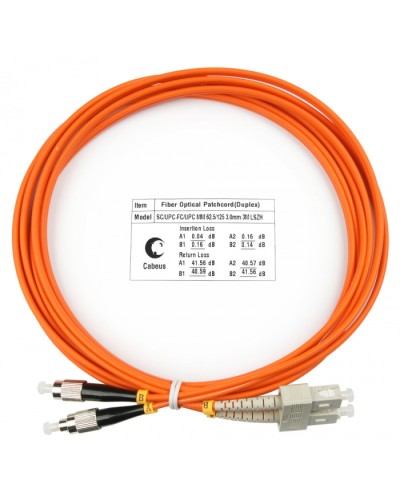 Шнур оптический duplex SC-FC 62,5/125 mm 3м LSZH Cabeus FOP-62-SC-FC-3m в Кемерово Патч-корды оптические Pintop.ru