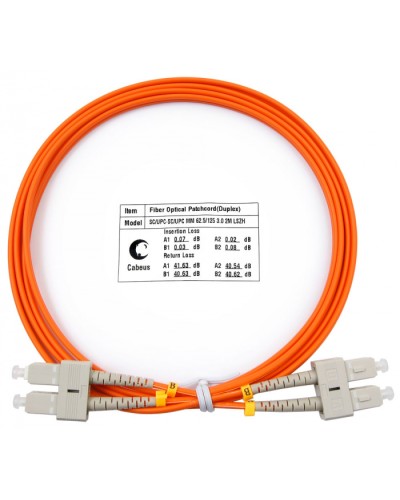 Шнур оптический duplex SC-SC 62,5/125 mm 2м LSZH Cabeus FOP-62-SC-SC-2m в Кемерово Патч-корды оптические Pintop.ru