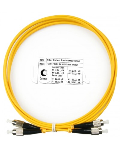 Шнур оптический duplex FC-FC 9/125 sm 2м LSZH Cabeus FOP(d)-9-FC-FC-2m в Кемерово Патч-корды оптические Pintop.ru