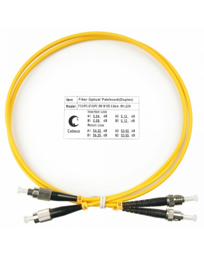 Шнур оптический duplex FC-ST 9/125 SM 1 м LSZH Cabeus FOP(d)-9-FC-ST-1M в Кемерово Патч-корды оптические Pintop.ru