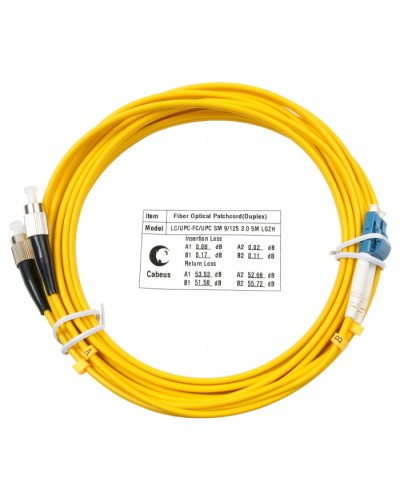 Шнур оптический duplex LC-FC 9/125 sm 7м LSZH Cabeus FOP(d)-9-LC-FC-7m в Кемерово Патч-корды оптические Pintop.ru