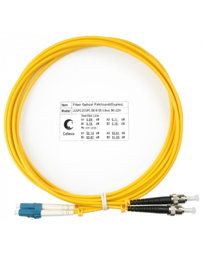Шнур оптический duplex LC-ST 9/125 sm 3м LSZH Cabeus FOP(d)-9-LC-ST-3m в Кемерово Патч-корды оптические Pintop.ru