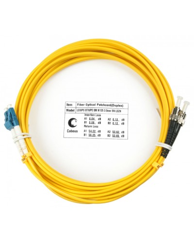 Шнур оптический duplex LC-ST 9/125 sm 5м LSZH Cabeus FOP(d)-9-LC-ST-5m в Кемерово Патч-корды оптические Pintop.ru