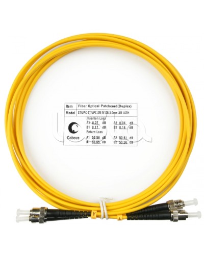 Шнур оптический duplex ST-ST 9/125 sm 3м LSZH Cabeus FOP(d)-9-ST-ST-3m в Кемерово Патч-корды оптические Pintop.ru