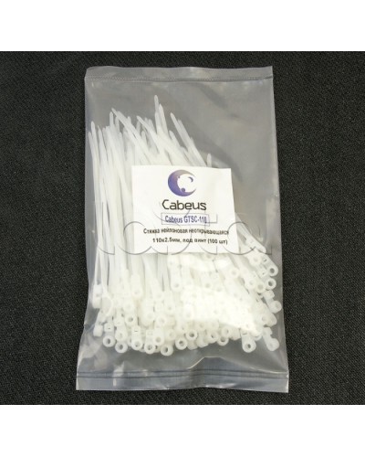 Стяжка нейлоновая неоткрывающаяся, безгалогенная (halogen free), 110x2.5мм, под винт (100 шт) Cabeus GTSC-110 в Кемерово Стяжки-хомуты Pintop.ru
