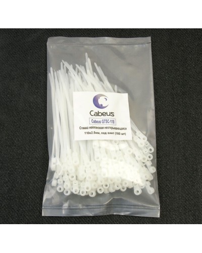 Стяжка нейлоновая неоткрывающаяся, безгалогенная (halogen free), 150x3.6мм, под винт (100 шт) Cabeus GTSC-150 в Кемерово Стяжки-хомуты Pintop.ru