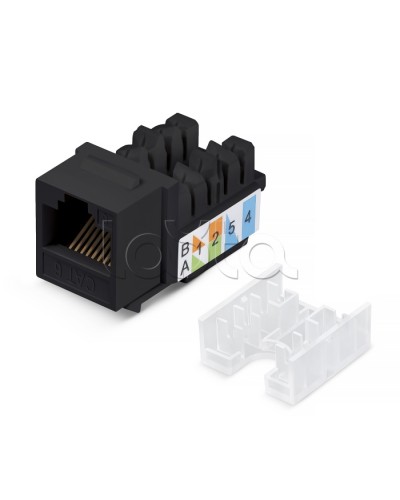 Вставка Keystone Jack RJ-45, категория 6, заделка тип 110, черная, со стяжкой Cabeus KJ-RJ45-Cat.6-90-SW-BK в Кемерово Модули Keystone Pintop.ru
