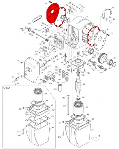 Правая крышка редуктора C-BX Came 119RICX026 в Кемерово Запчасти для шлагбаумов и автоматики Pintop.ru