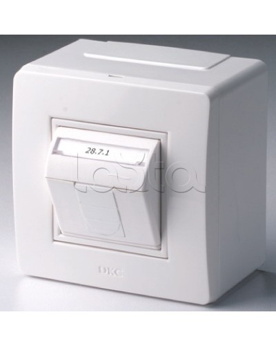 Коробка в сборе с 1 розеткой RJ45, кат.5е (телефон / компьютер), белая DKC 10665 в Кемерово Распределительные коробки Pintop.ru