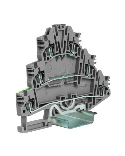 Зажим трех-уровневый c заземлением на нижнем уровне 2,5 кв.мм, серый DKC ZHL500GR в Кемерово Держатели, клипсы, скобы Pintop.ru