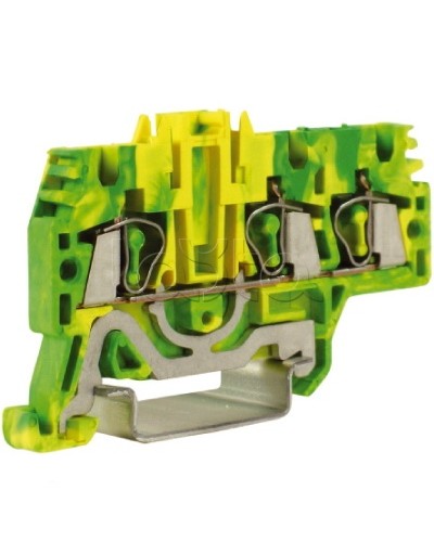 Зажим для заземления, 1 ввод/2 вывода, 2,5 кв.мм желто-зеленый DKC ZHT510 в Кемерово Держатели, клипсы, скобы Pintop.ru