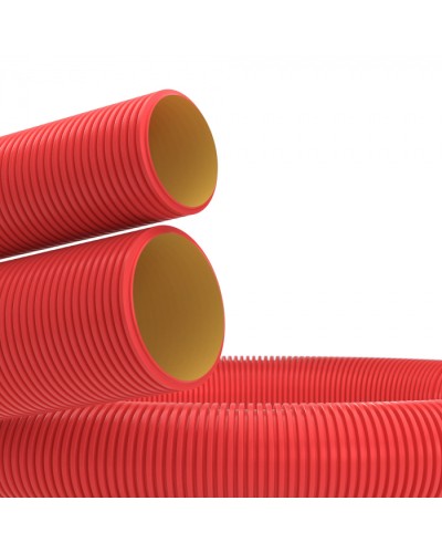 Труба гибкая двустен. 75 мм с протяжкой красная (72 м) DKC (12197572) в Кемерово Труба гофрированная Pintop.ru