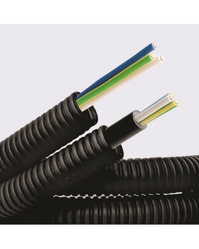 Электротруба ПНД гибкая гофр. д.16мм, цвет черный, с кабелем ВВГнг(А)-LS 3х1,5мм² РЭК ГОСТ+, 100м DKC 7L716100 в Кемерово Труба гофрированная Pintop.ru