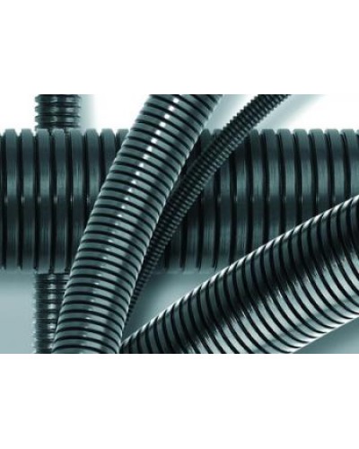 Труба гофр. самозатух. полиамид PA6V0 25 мм без зонда 100 м DKC 80025 в Кемерово Труба гофрированная Pintop.ru