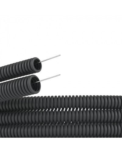 Труба гофр. самозатух. ПВХ 25 мм с зондом (50 м) черная DKC (91925B) в Кемерово Труба гофрированная Pintop.ru