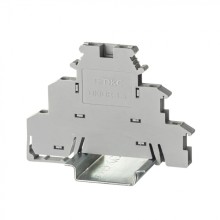 Клемма трехуровневая, винтовой зажим, 6 точек подключения, 2.5 кв.мм, серая DKC (DKIDR-1.5)