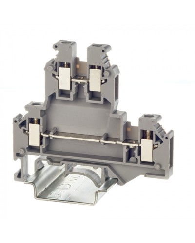Клемма двухуровневая, винтовой зажим, 4 точки подключения, 2.5 кв.мм, серая DKC (KRUKB-3) в Кемерово Клеммные колодки Pintop.ru