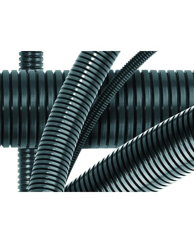 Труба гофрированная DN36мм, ПВ-0, D вн 36,3 мм, D нар 42,5 мм, полиамид 6, с протяжой DKC PA613643F0 в Кемерово Труба гофрированная Pintop.ru