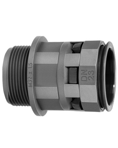 Муфта труба-коробка DN 36 мм, М40х1,5, полиамид, цвет черный DKC PAM36M40N в Кемерово Повороты, муфты, тройники Pintop.ru