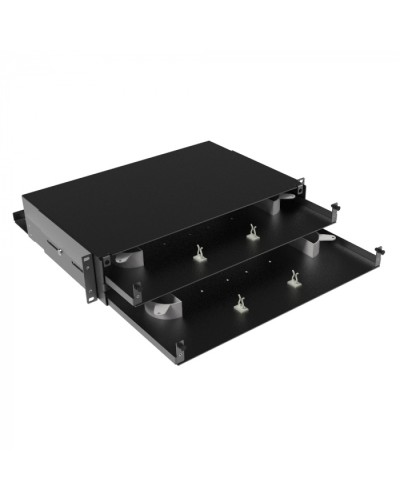 Оптическая полка выдвижная, без лицевой панели, неукомплектованная, 2U, черная DKC RNFPE2U48 в Кемерово Полки для шкафов и стоек Pintop.ru