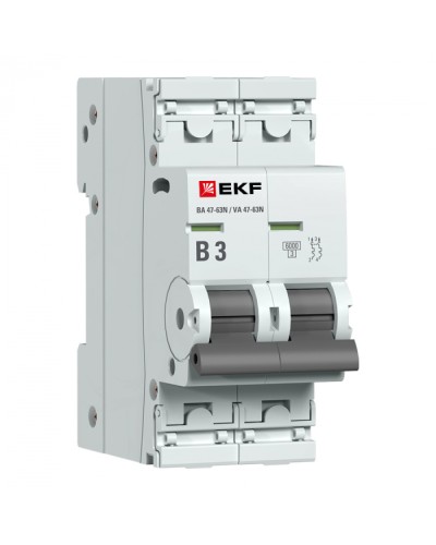 Автоматический выключатель 2P 3А (B) 6кА ВА 47-63N EKF PROxima (M636203B) в Кемерово Электротехническое оборудование Pintop.ru