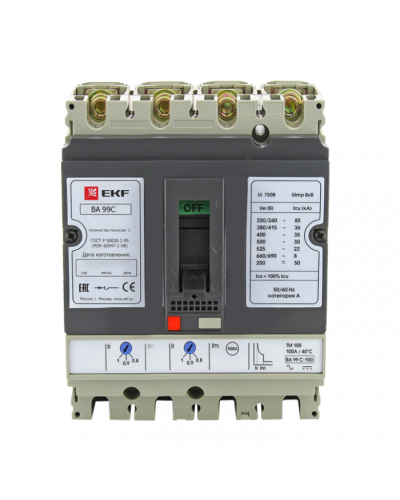 Выключатель автоматический ВА-99C (Compact NS) 100/ 20А 3P+N 36кА EKF PROxima (mccb99C-100-20+N) в Кемерово Электротехническое оборудование Pintop.ru