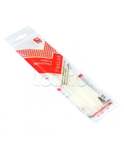 Хомут P6.6 стандартный (б), 2.5x200 (100шт) FlexLock PROxima EKF (plc-fl-ctsw-2.5x200) в Кемерово Стяжки-хомуты Pintop.ru