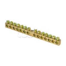 Шина PEN "ноль-земля" (6х9мм) 14 отверстий латунь крепеж по центру розничный стикер EKF PROxima (sn0-63-14-r)