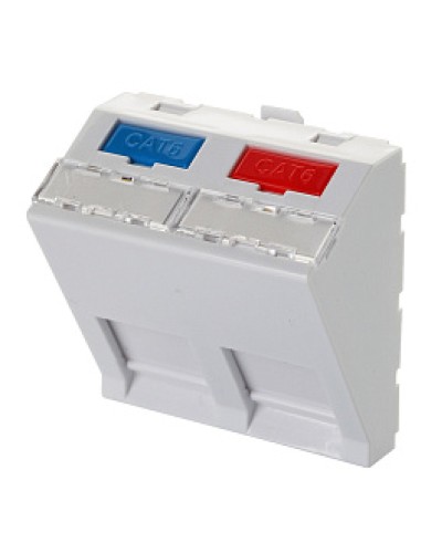 Адаптер 45 × 45 мм для 2 модулей Keystone, наклонный, белый Eurolan (16B-45-04WT) в Кемерово Модули Keystone Pintop.ru