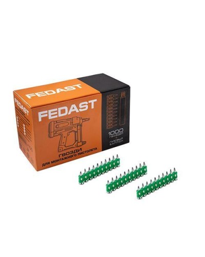 Гвозди 3,0*16 мм усиленные для монтажного пистолета (1000 шт/уп) FEDAST (fd3016eg) в Кемерово Крепеж: Дюбели, шурупы, саморезы Pintop.ru