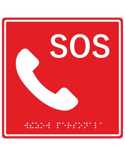 Табличка тактильная с пиктограммой SOS с трубкой Hostcall MP-010R2 в Кемерово Система оповещения и трансляции Hostcall Pintop.ru