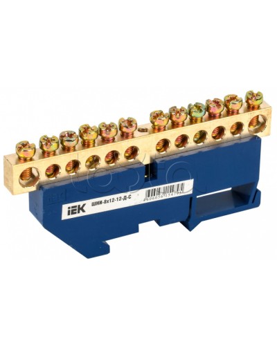 Шина N ноль на DIN-изоляторе ШНИ-8х12-12-Д-С IEK (YNN10-812-12D-K07) в Кемерово Клеммные колодки Pintop.ru