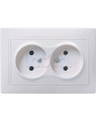 Розетка РС12-2-КБ двухместная без заземляющего контакта без защитной шторки «Кварта», 2 модуля IEK ERK23-K01-10-DM в Кемерово Аксессуары для кабель-канала Pintop.ru