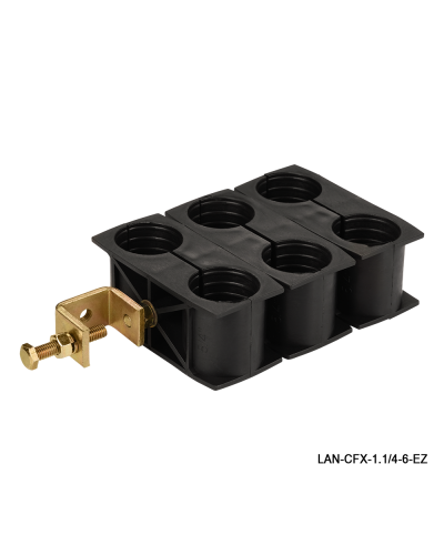 Комплект крепления для 6-ти коаксиальных кабелей диаметром 1-1/4, со струбциной LANMASTER LAN-CFX-1.1/4-6-EZ в Кемерово Аксессуары для стоек и шкафов Pintop.ru