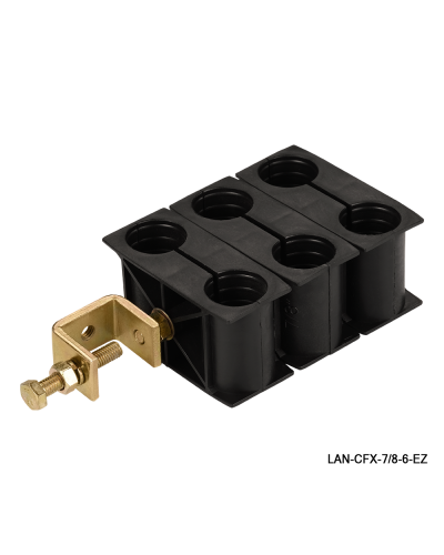 Комплект крепления для 6-ти коаксиальных кабелей диаметром 7/8, со струбциной LANMASTER LAN-CFX-7/8-6-EZ в Кемерово Аксессуары для стоек и шкафов Pintop.ru